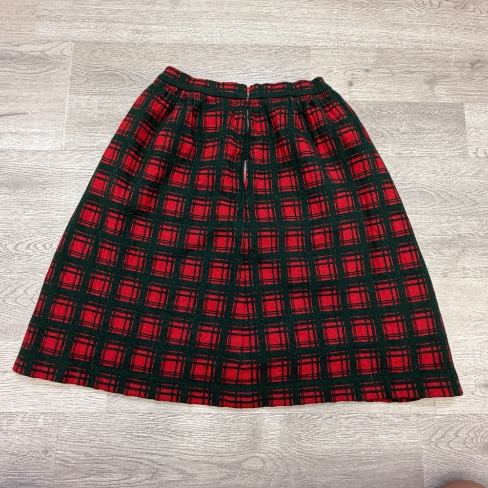 Vintage Marchesa di Gresy Wool Tartan Skirt Womens 8 Red Green Plaid Italy - Picture 2 of 8